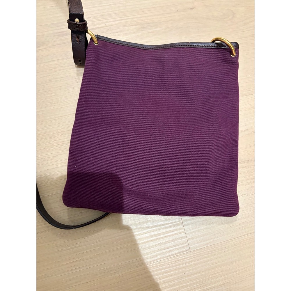 Yves Saint Laurent Purple Denim Crossbody Bag YSL Logo Vintage Plum - Picture 5 of 7